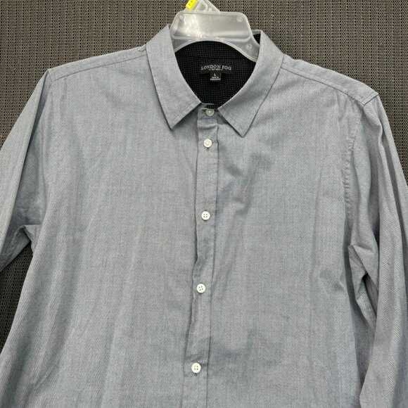 London Fog Mens Size L Gray Long Sleeve Button-Down Shirt Cotton - Picture 4 of 7